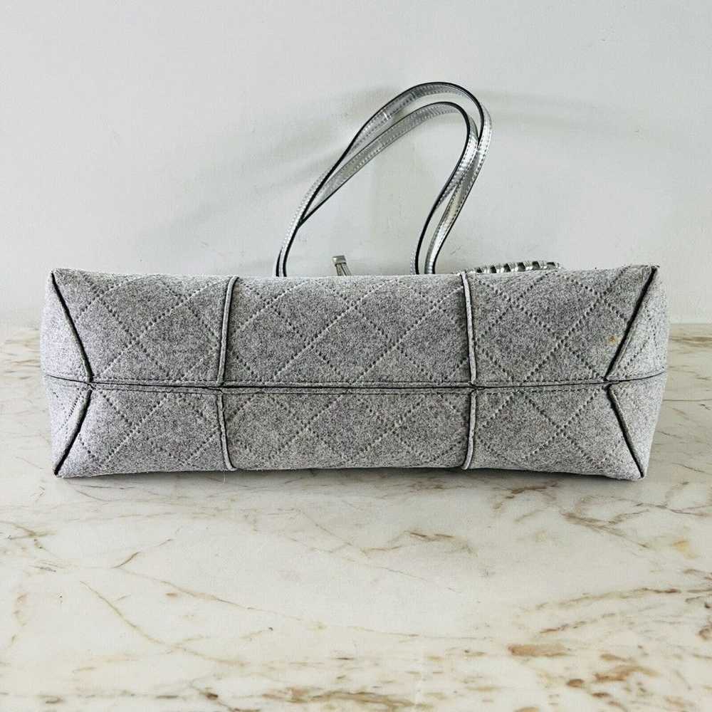 TORY BURCH Block T Light Gray Silver Felt Fabric … - image 5