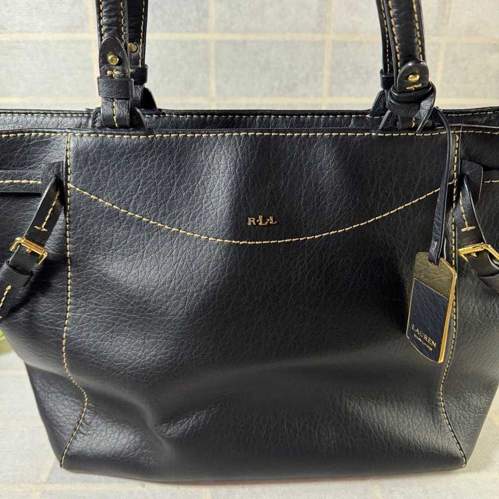 RALPH LAUREN black leather sheldon tote handbag - image 11