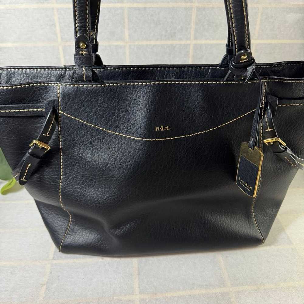 RALPH LAUREN black leather sheldon tote handbag - image 1