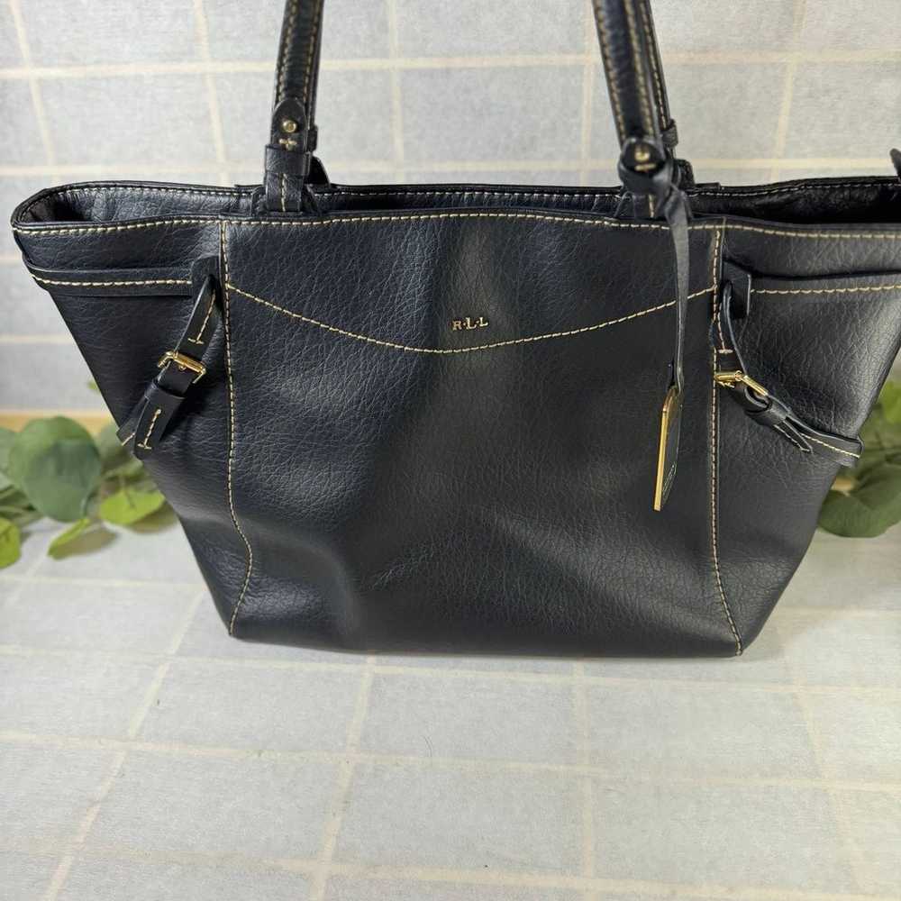 RALPH LAUREN black leather sheldon tote handbag - image 2