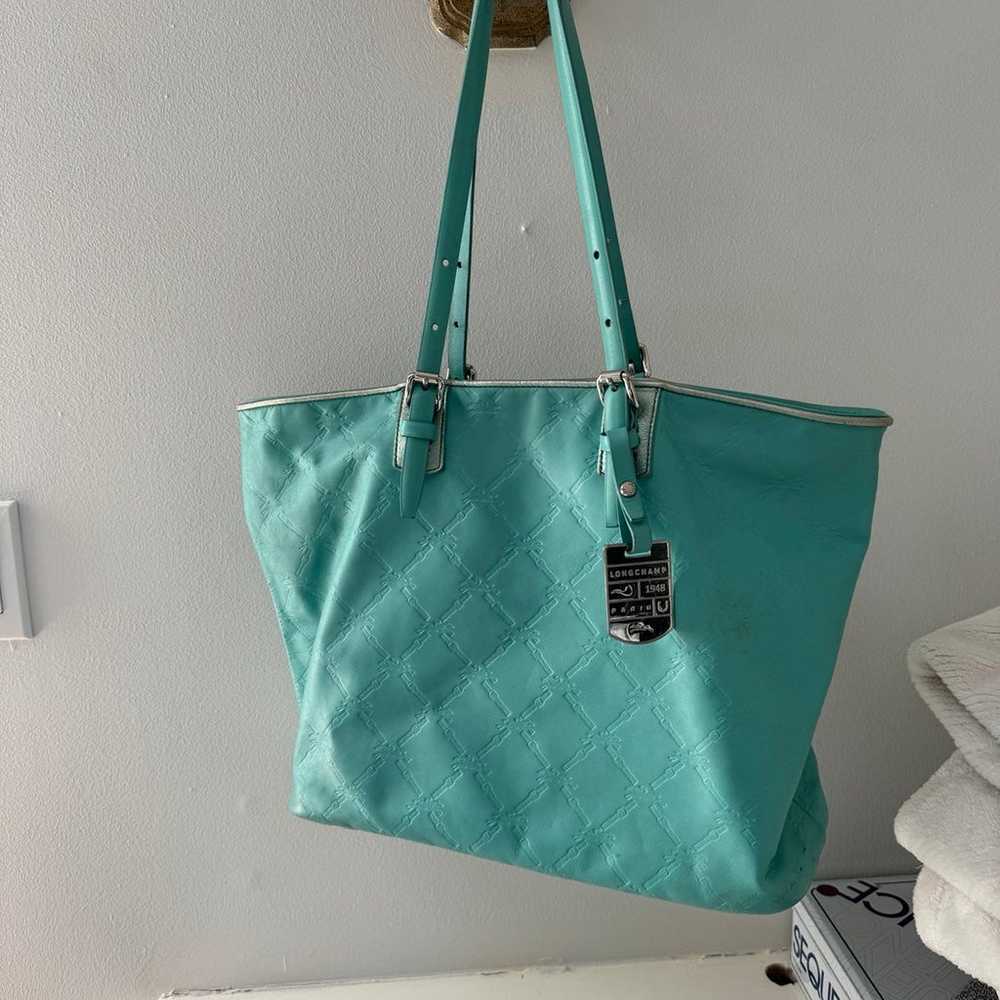 Longchamp Lm Cuir Large Tote Lagoon Blue Bag Leat… - image 2