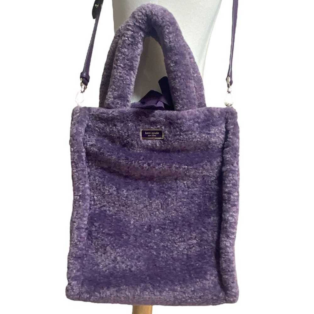 Kate Spade Teddy Plush Shoulder Bag Dark Purple - image 1