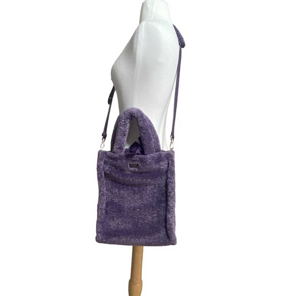 Kate Spade Teddy Plush Shoulder Bag Dark Purple - image 2