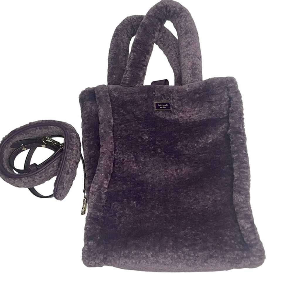 Kate Spade Teddy Plush Shoulder Bag Dark Purple - image 3