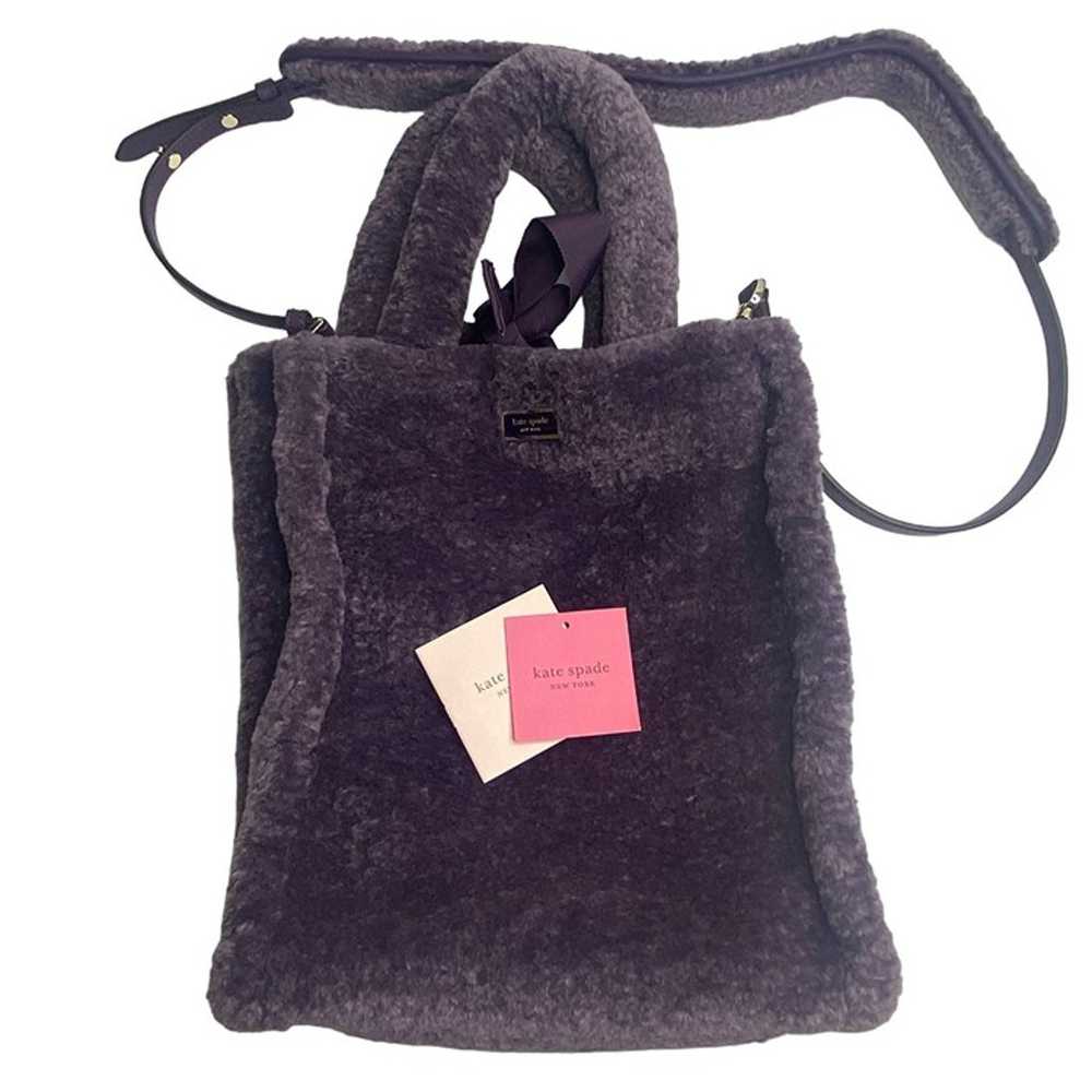 Kate Spade Teddy Plush Shoulder Bag Dark Purple - image 5