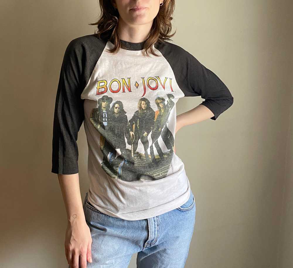 vintage Bon Jovi rock tee / 80s Bon Jovi baseball… - image 1