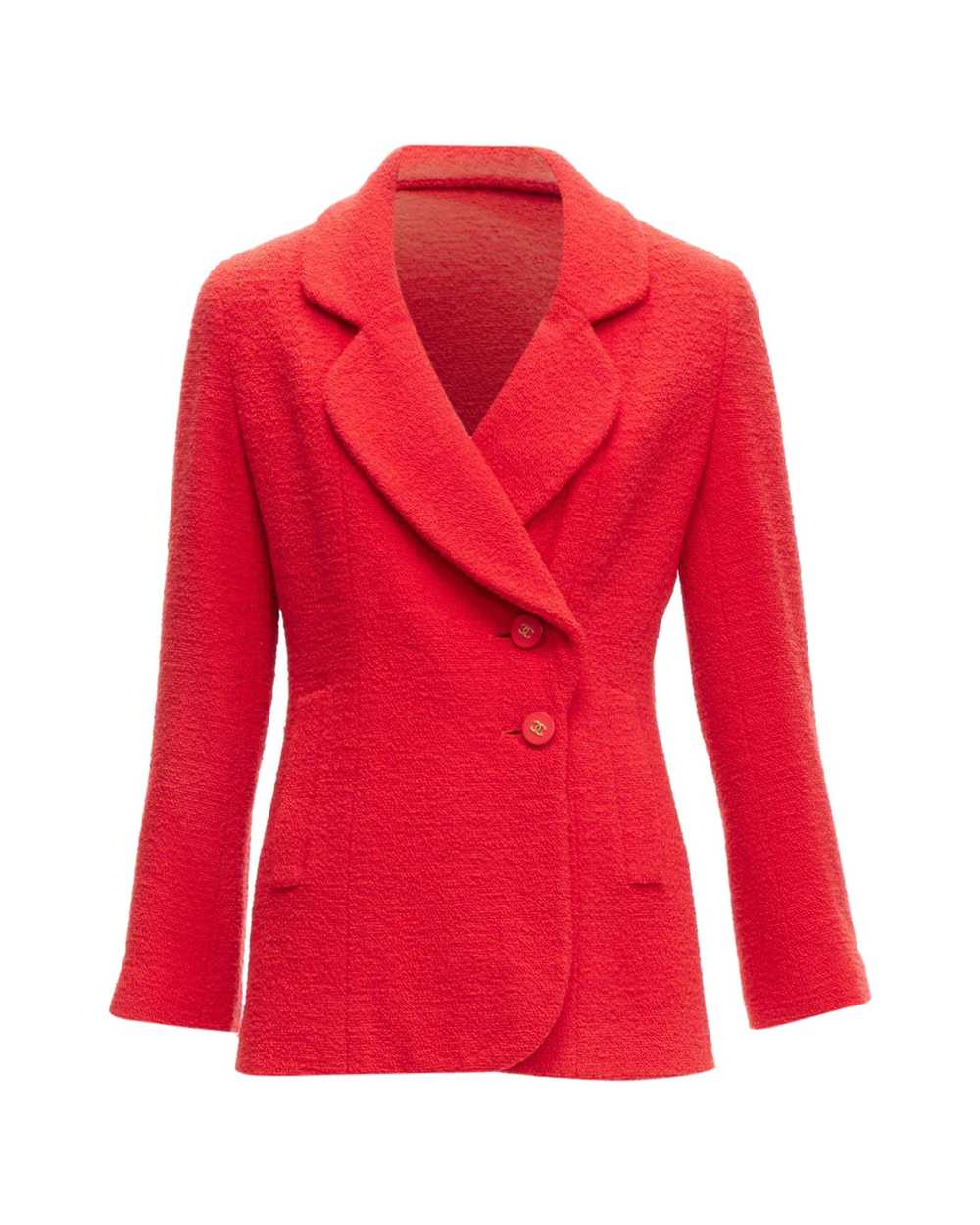 Product Details Chanel Vintage Red Tweed Blazer - image 1