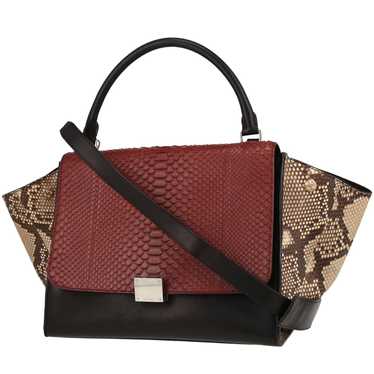 Celine Trapeze handbag in red and beige python an… - image 1