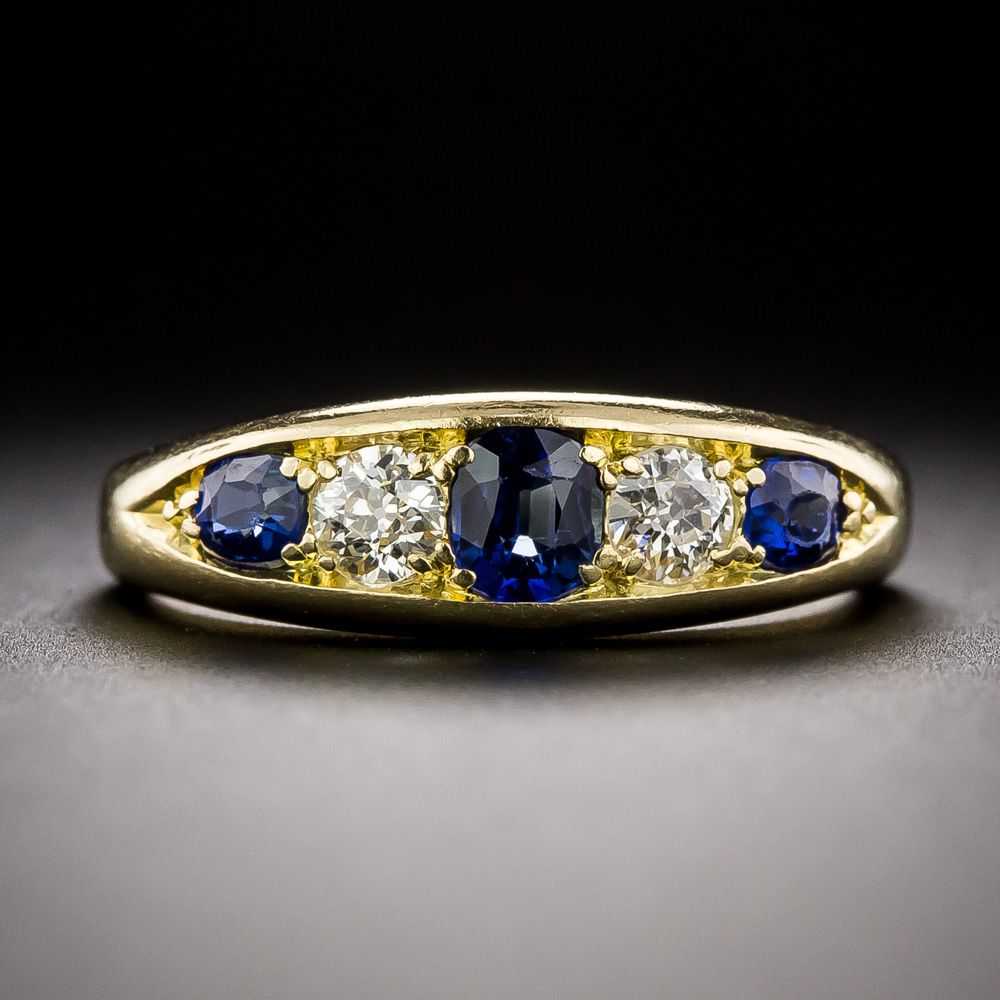 English Victorian Sapphire and Diamond Ring - image 1