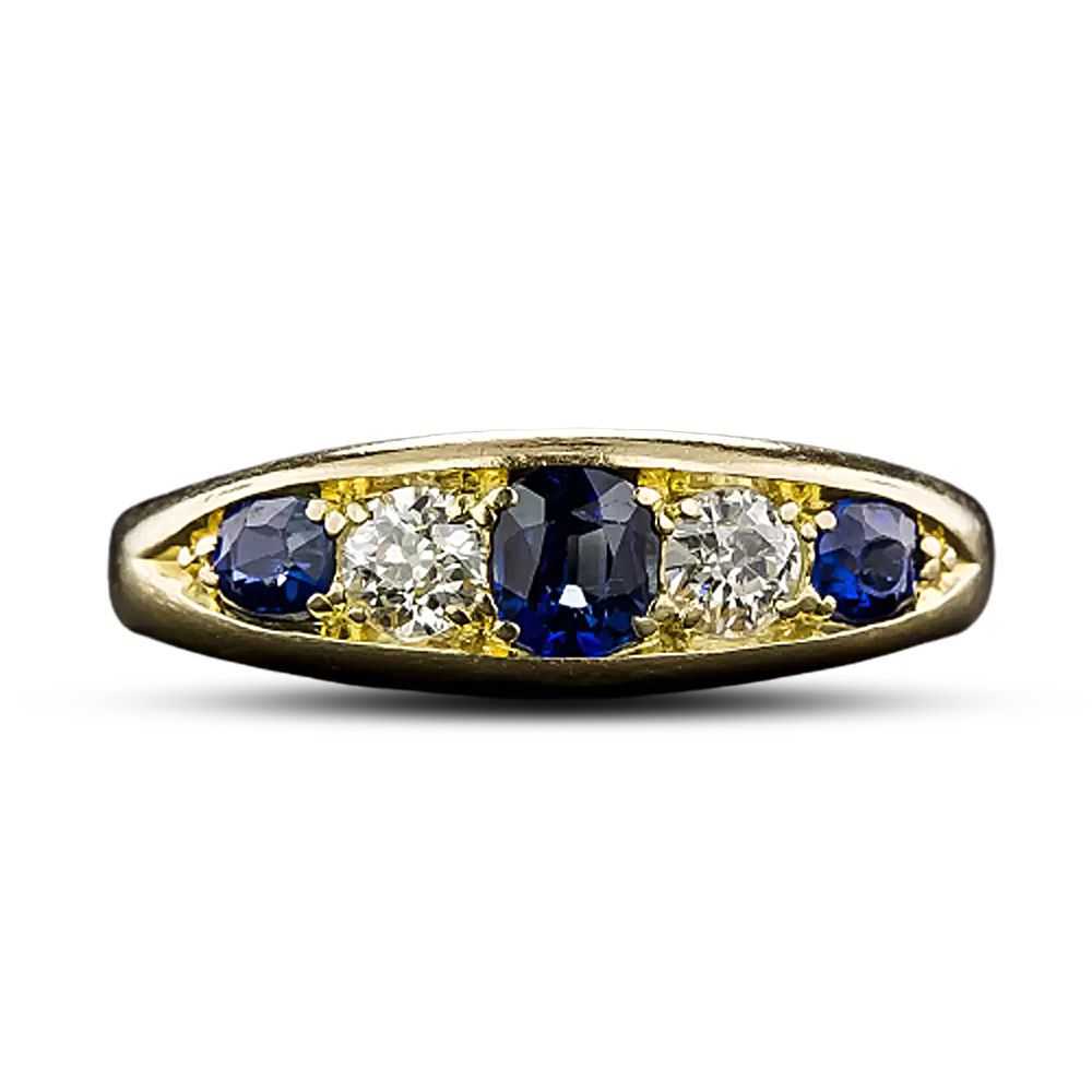 English Victorian Sapphire and Diamond Ring - image 4