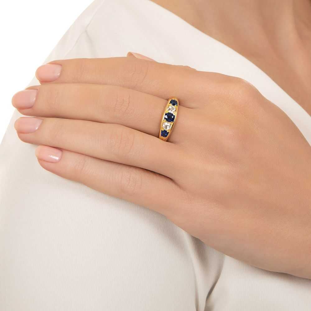 English Victorian Sapphire and Diamond Ring - image 5