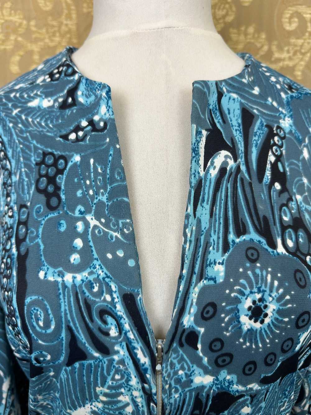 B40” 1970s Homemade Blue Psychedelic Print Maxi D… - image 3