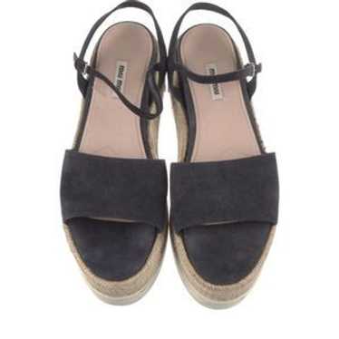 Euc Miu Miu Authentic Platform B&W Sandals W Buck… - image 1
