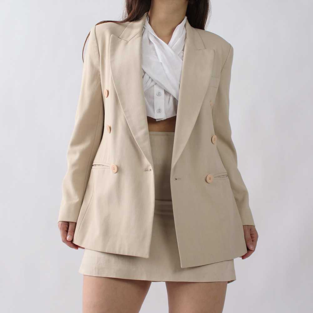 90s Linen Blend Miniskirt Suit - W25 - image 1