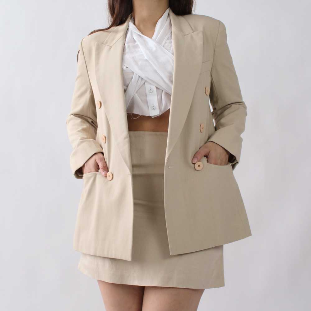 90s Linen Blend Miniskirt Suit - W25 - image 2