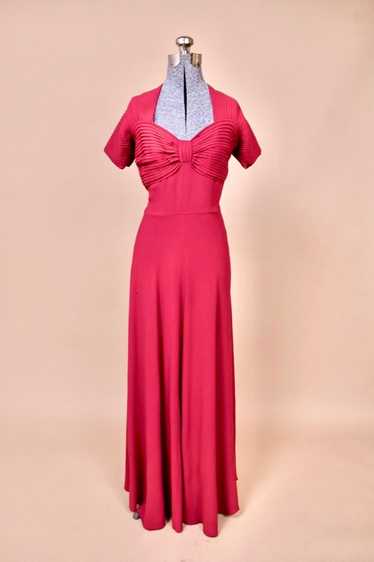 Merlot 40s Crepe Gown with Pleated Sleeves, S - image 1