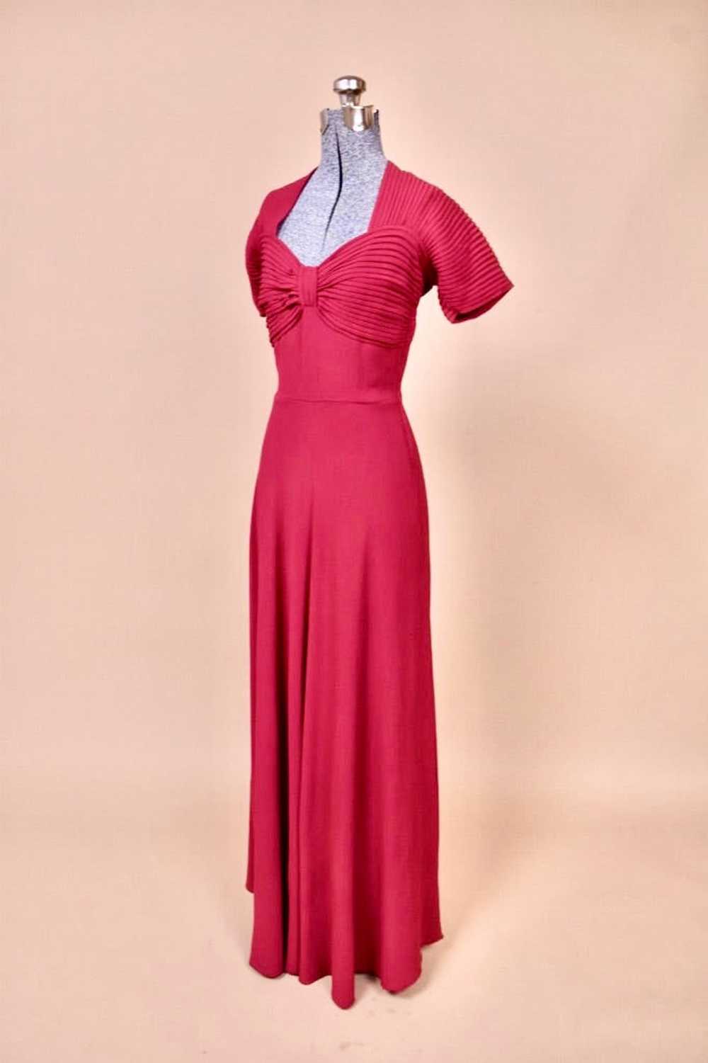 Merlot 40s Crepe Gown with Pleated Sleeves, S - image 2