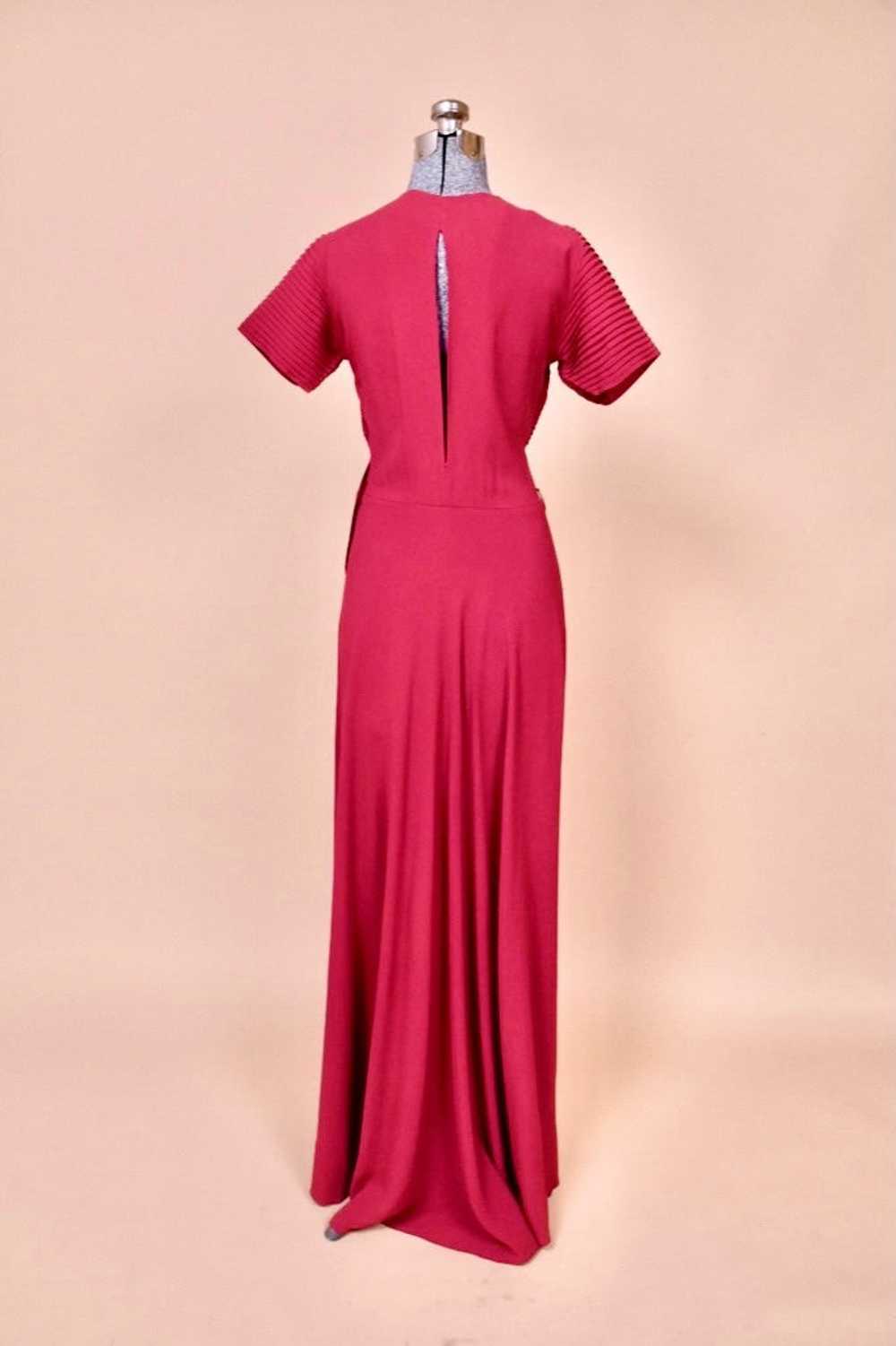 Merlot 40s Crepe Gown with Pleated Sleeves, S - image 6