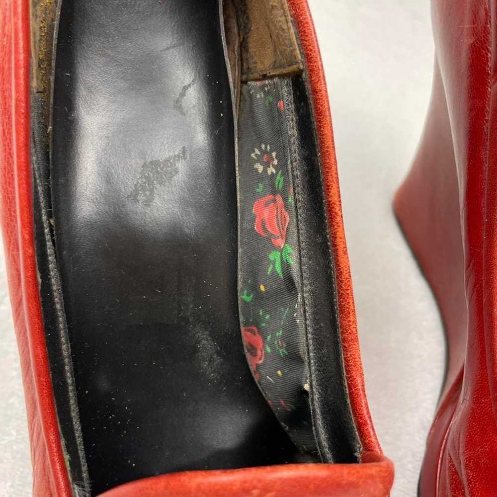 Vintage Authentic 1940s Red Leather Wedge Heels - image 3