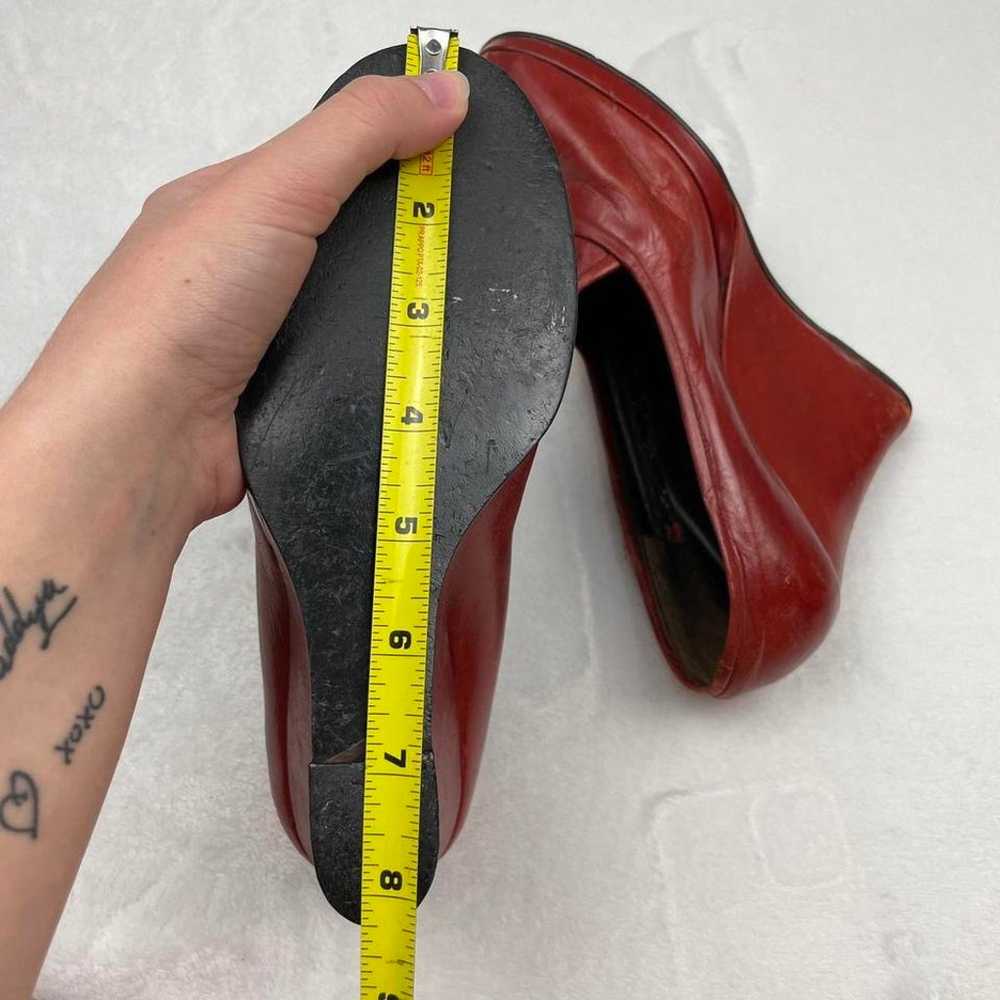 Vintage Authentic 1940s Red Leather Wedge Heels - image 5