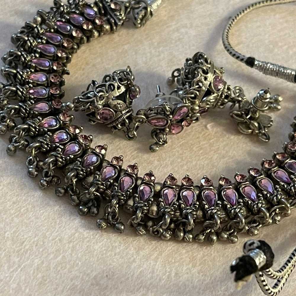 Vtg, Asian / Oriental Inspired Necklace &  Earrin… - image 5