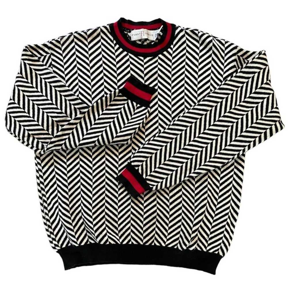 First Issue FI, Cotton vintage sweater, geometric… - image 1