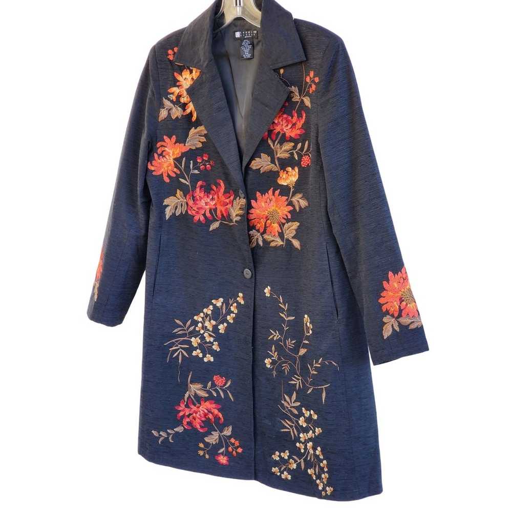 Vintage Carole Little Jacket Size PM Silk Black F… - image 4