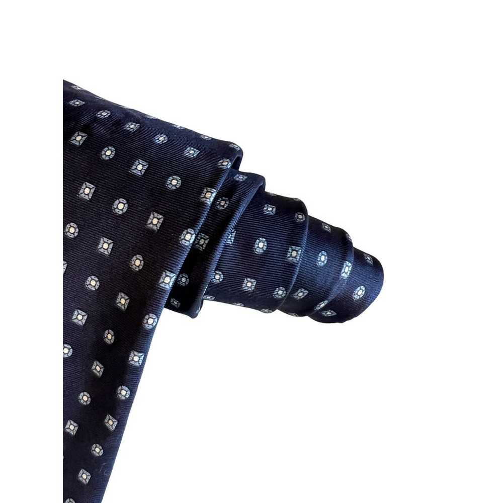 Vintage GANT Navy blue print silk tie - image 2