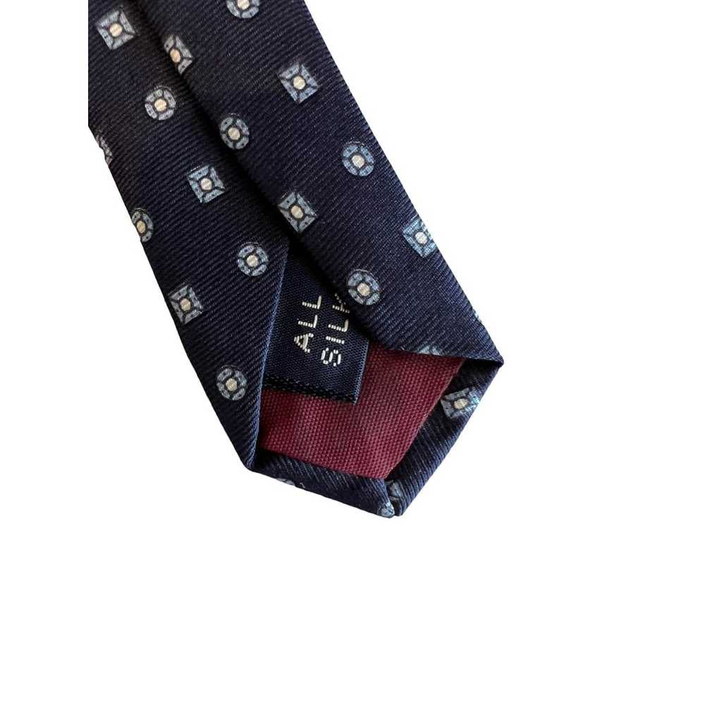 Vintage GANT Navy blue print silk tie - image 3