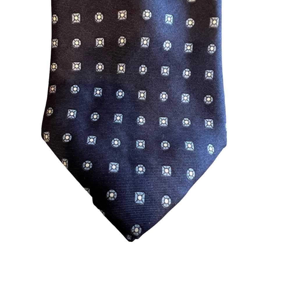 Vintage GANT Navy blue print silk tie - image 4