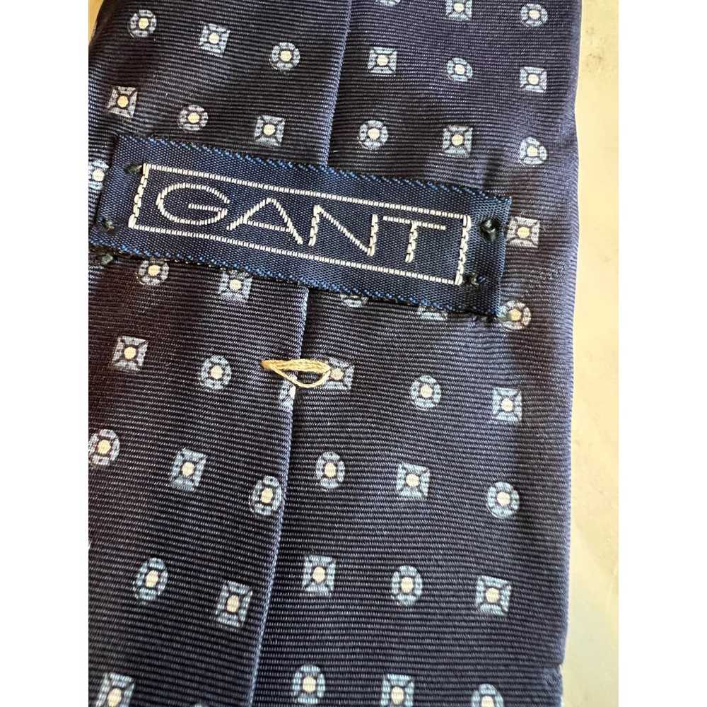 Vintage GANT Navy blue print silk tie - image 5