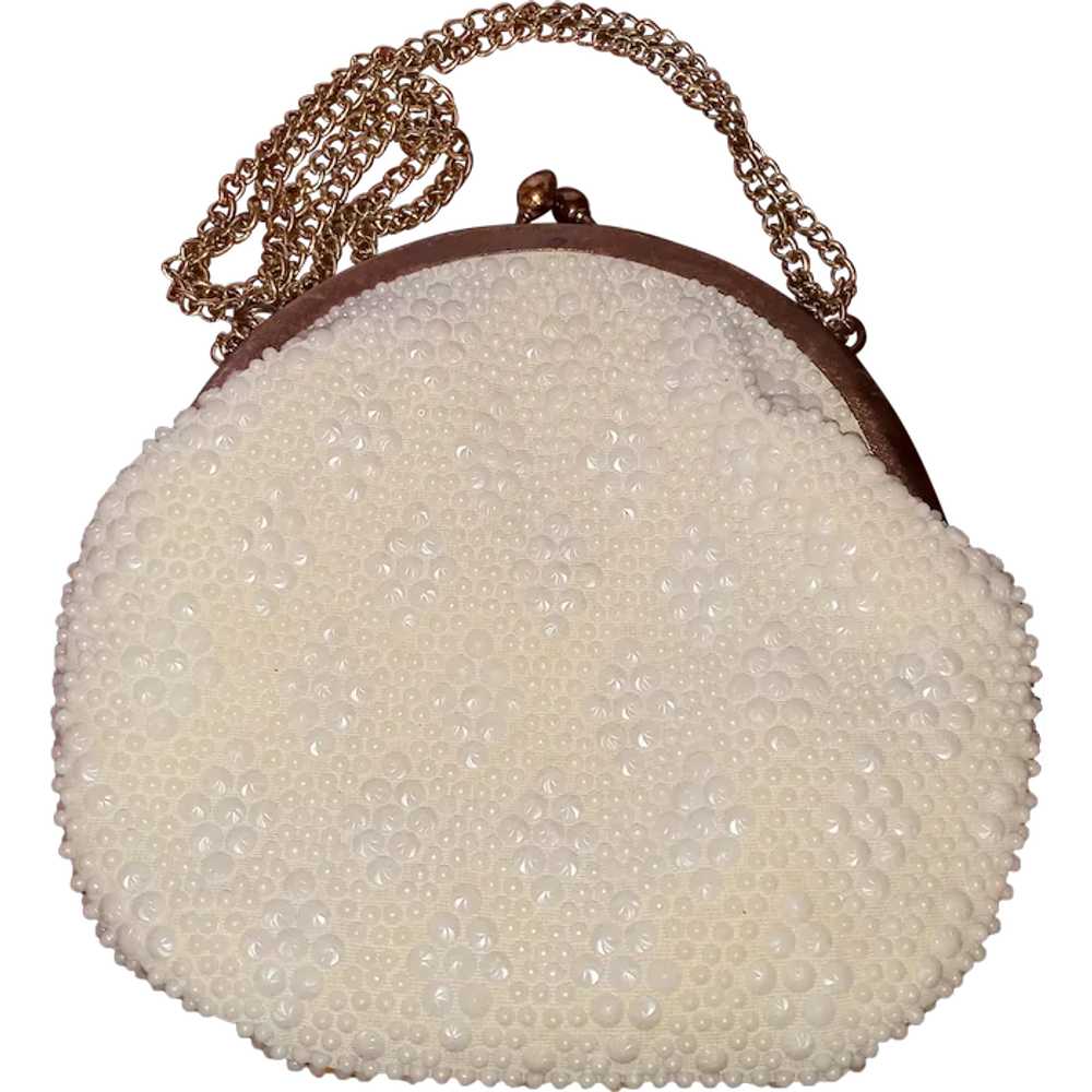 Vintage White Beaded Evening Bag Purse from Hong … - image 1