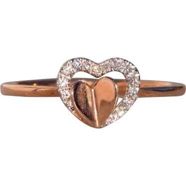 Gabriel and Co Double Heart and Diamond Ring in R… - image 1