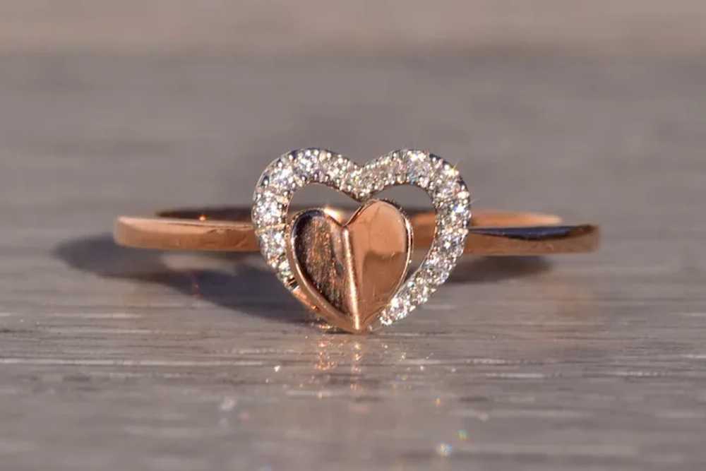 Gabriel and Co Double Heart and Diamond Ring in R… - image 5