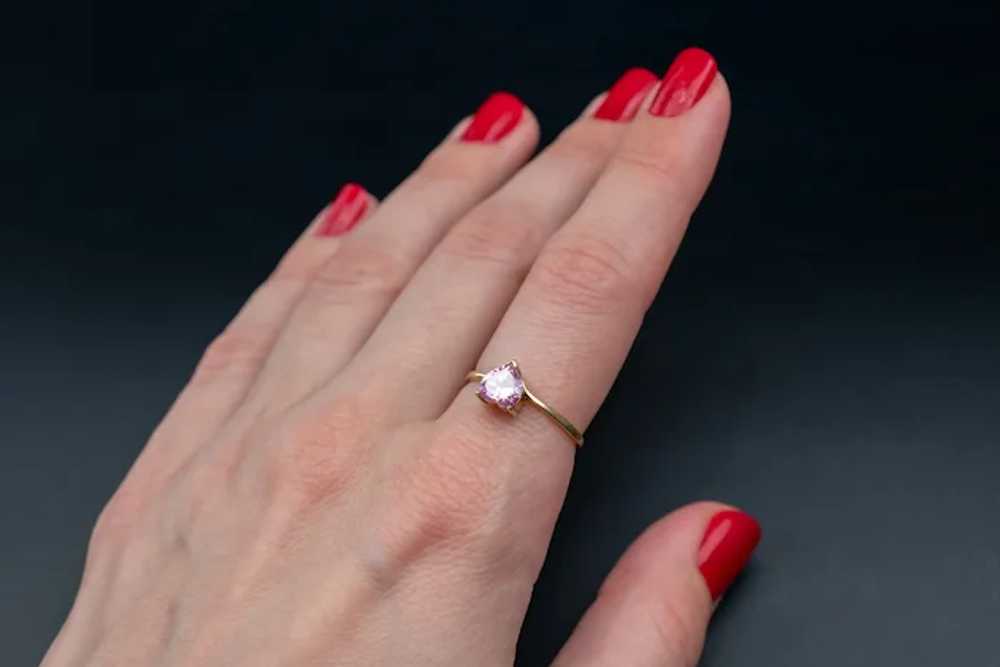 Pink heart cz ring solid 10K gold, cute romantic … - image 5