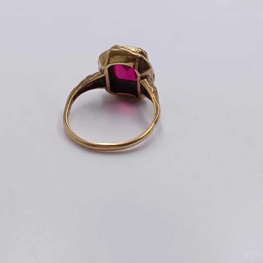 Antique 10k Two Tone Gold Ring with Beautiful Syn… - image 11