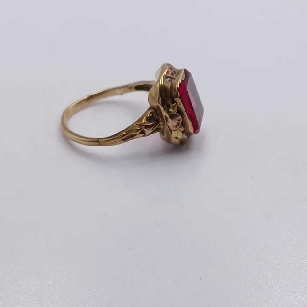 Antique 10k Two Tone Gold Ring with Beautiful Syn… - image 9