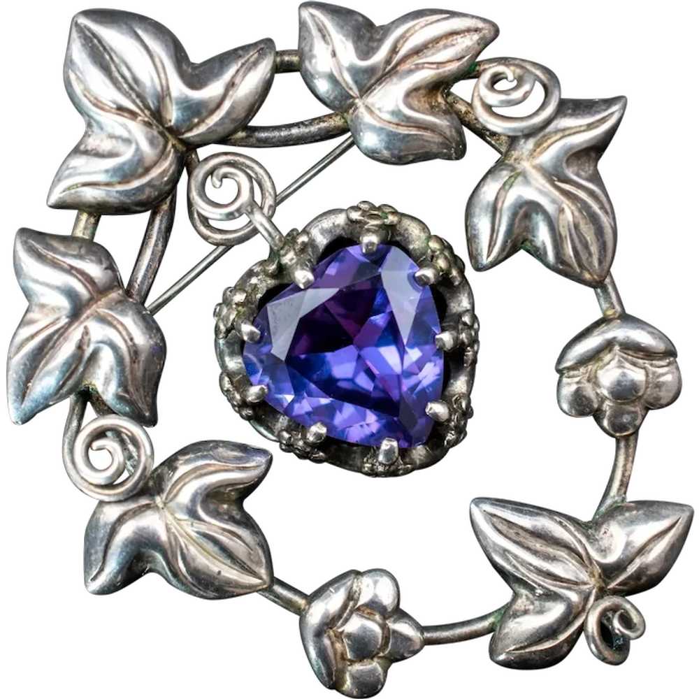 Alexandrite grapevine branch brooch, very large m… - image 1