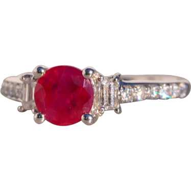 Round Brilliant Cut Natural Ruby and Diamond Enga… - image 1