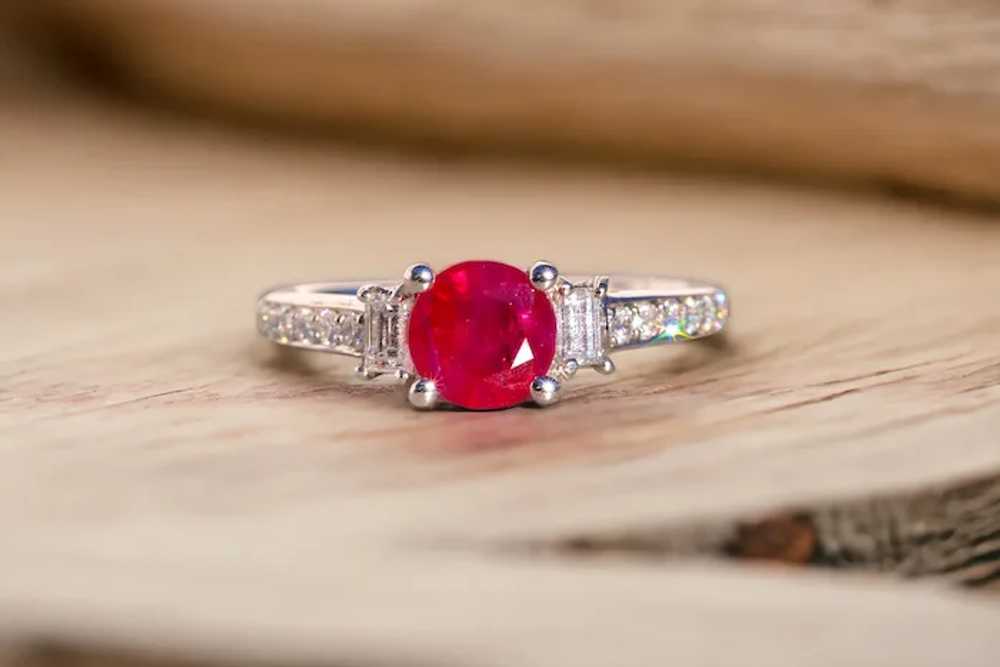 Round Brilliant Cut Natural Ruby and Diamond Enga… - image 7