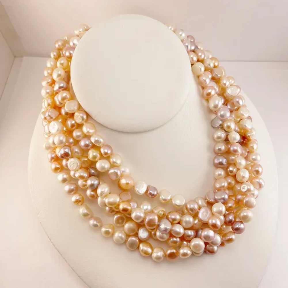Fresh Water Pearl Multicolored 6 Strand Necklace … - image 10