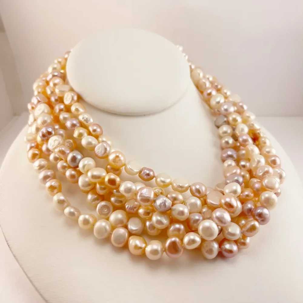 Fresh Water Pearl Multicolored 6 Strand Necklace … - image 11
