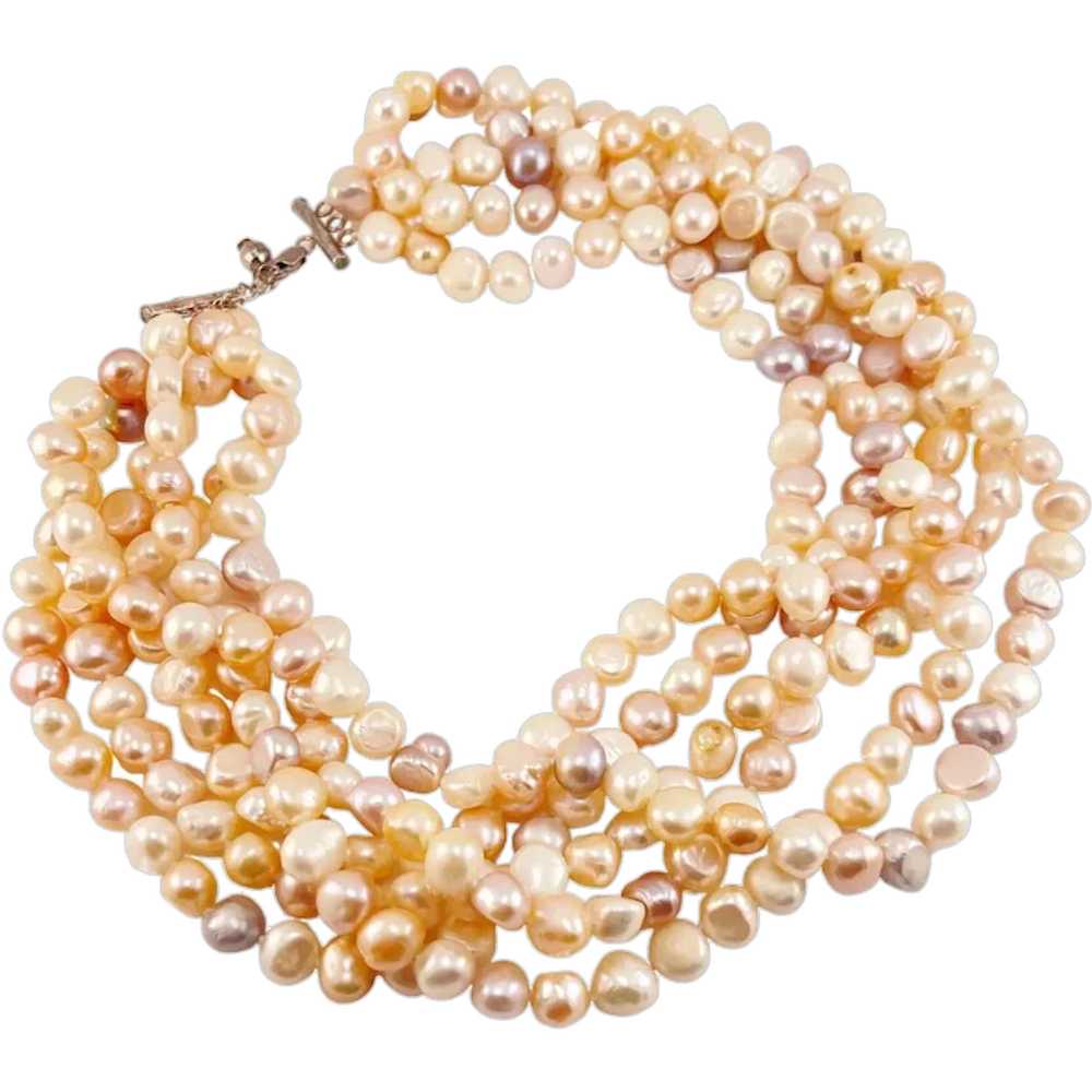 Fresh Water Pearl Multicolored 6 Strand Necklace … - image 1