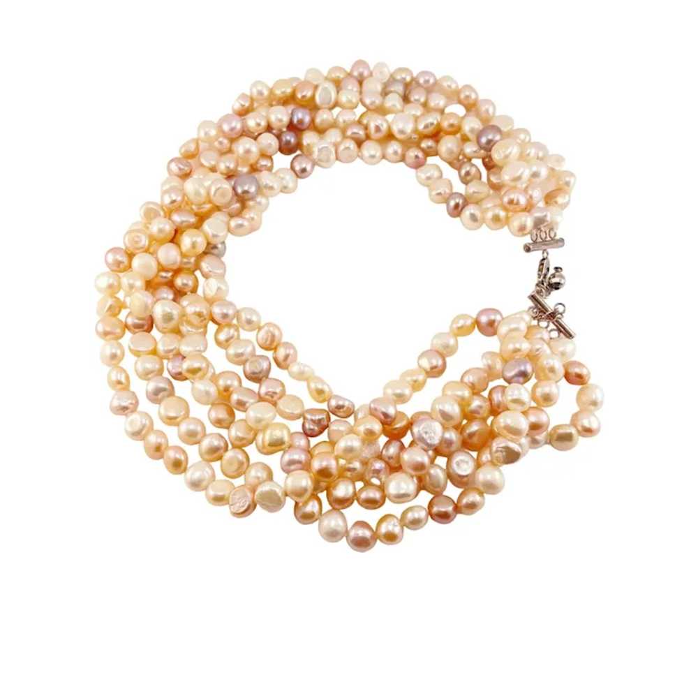 Fresh Water Pearl Multicolored 6 Strand Necklace … - image 3