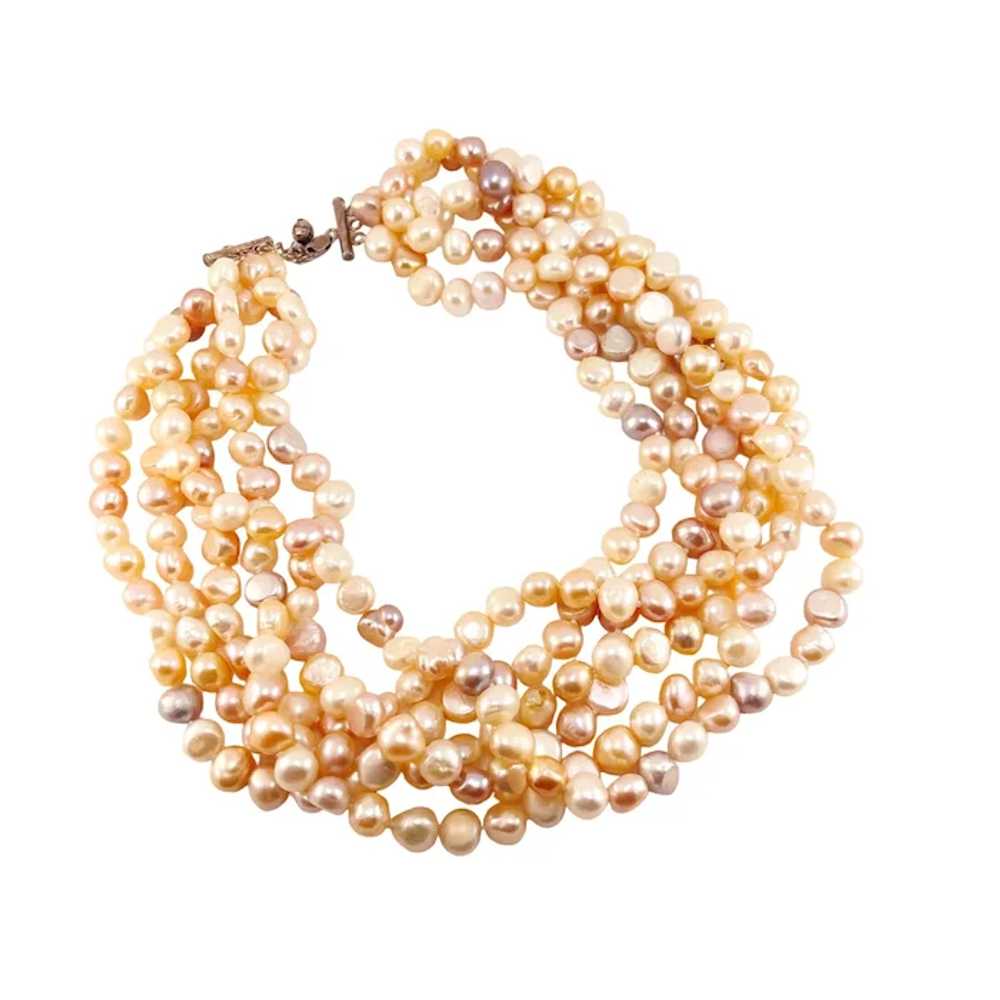 Fresh Water Pearl Multicolored 6 Strand Necklace … - image 4