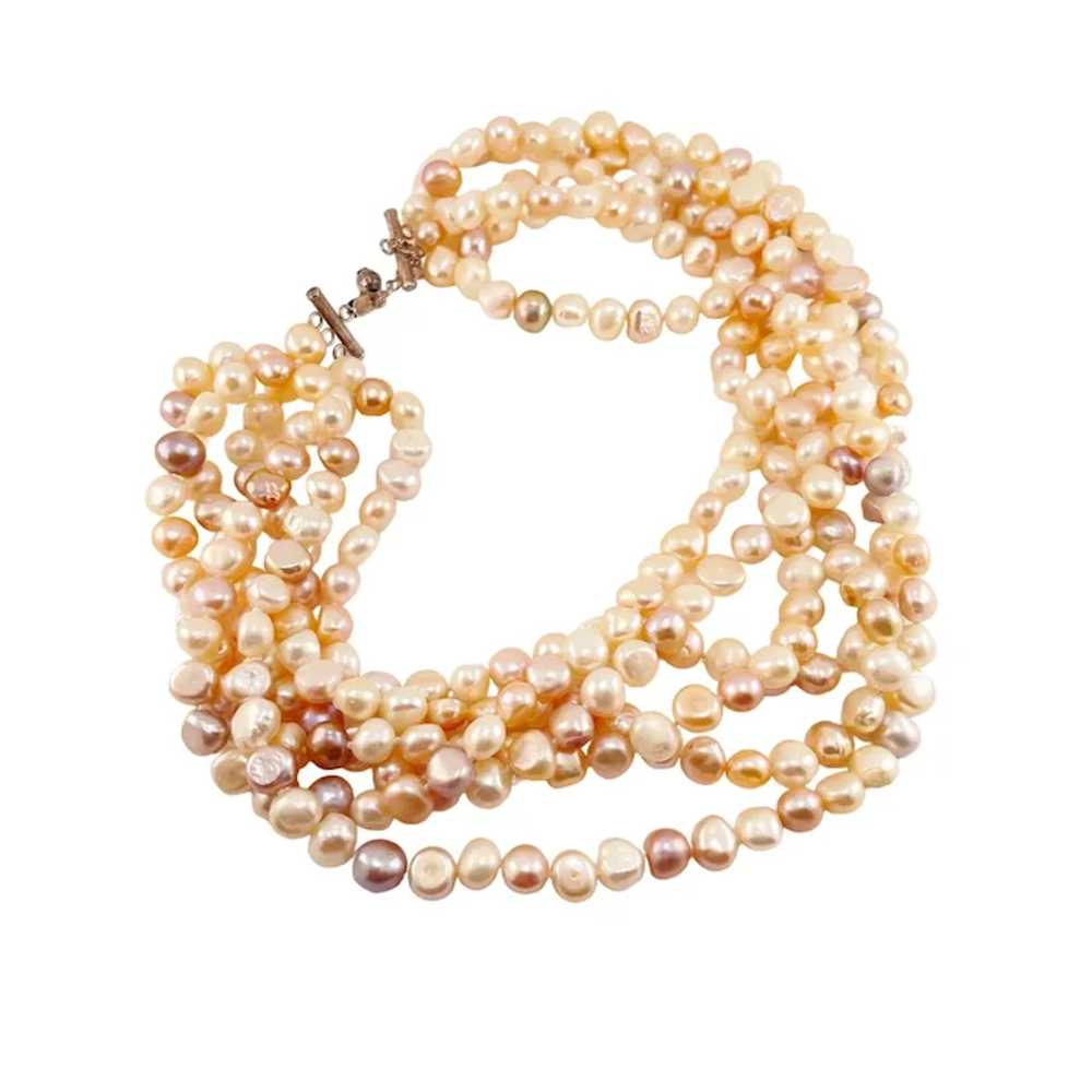 Fresh Water Pearl Multicolored 6 Strand Necklace … - image 5
