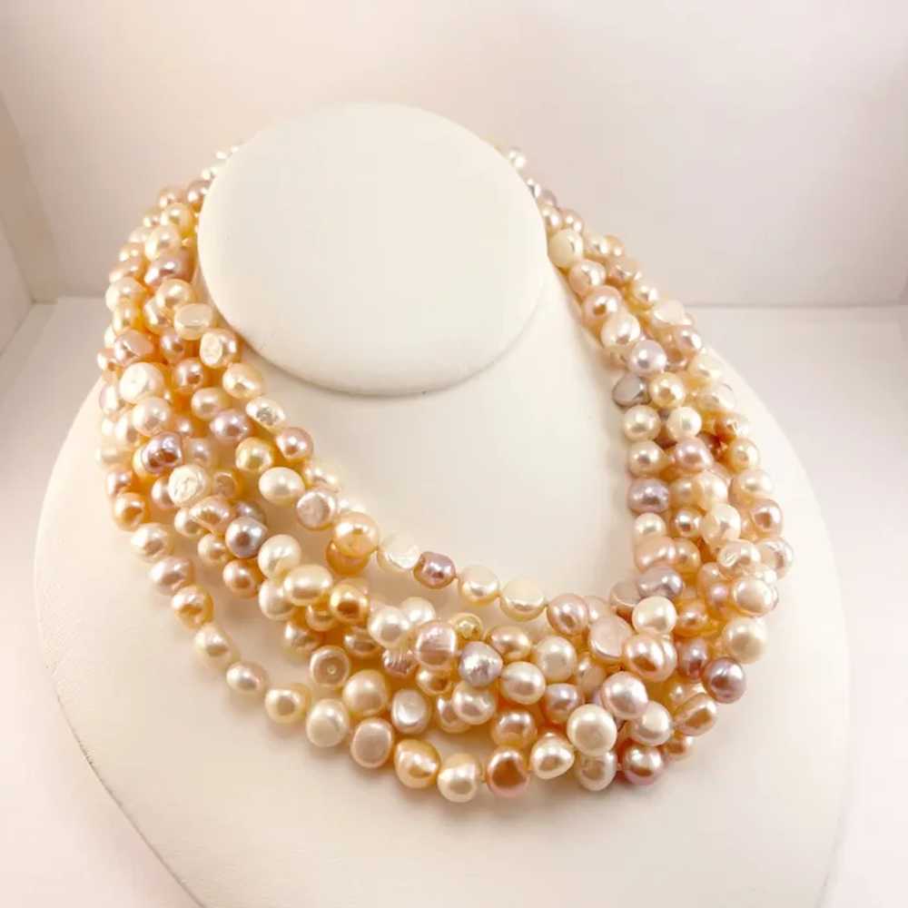 Fresh Water Pearl Multicolored 6 Strand Necklace … - image 8