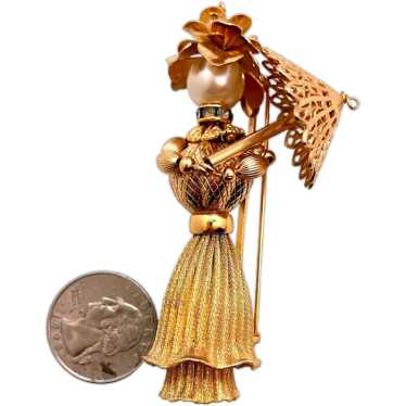RARE Early Napier Figural Lady & Parasol Articula… - image 1