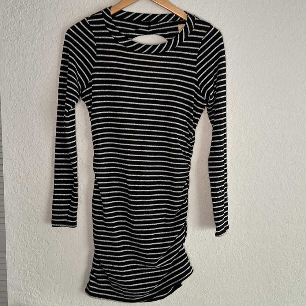 Chaser Dress Black Silver Stripe Mini Open Back M… - image 4