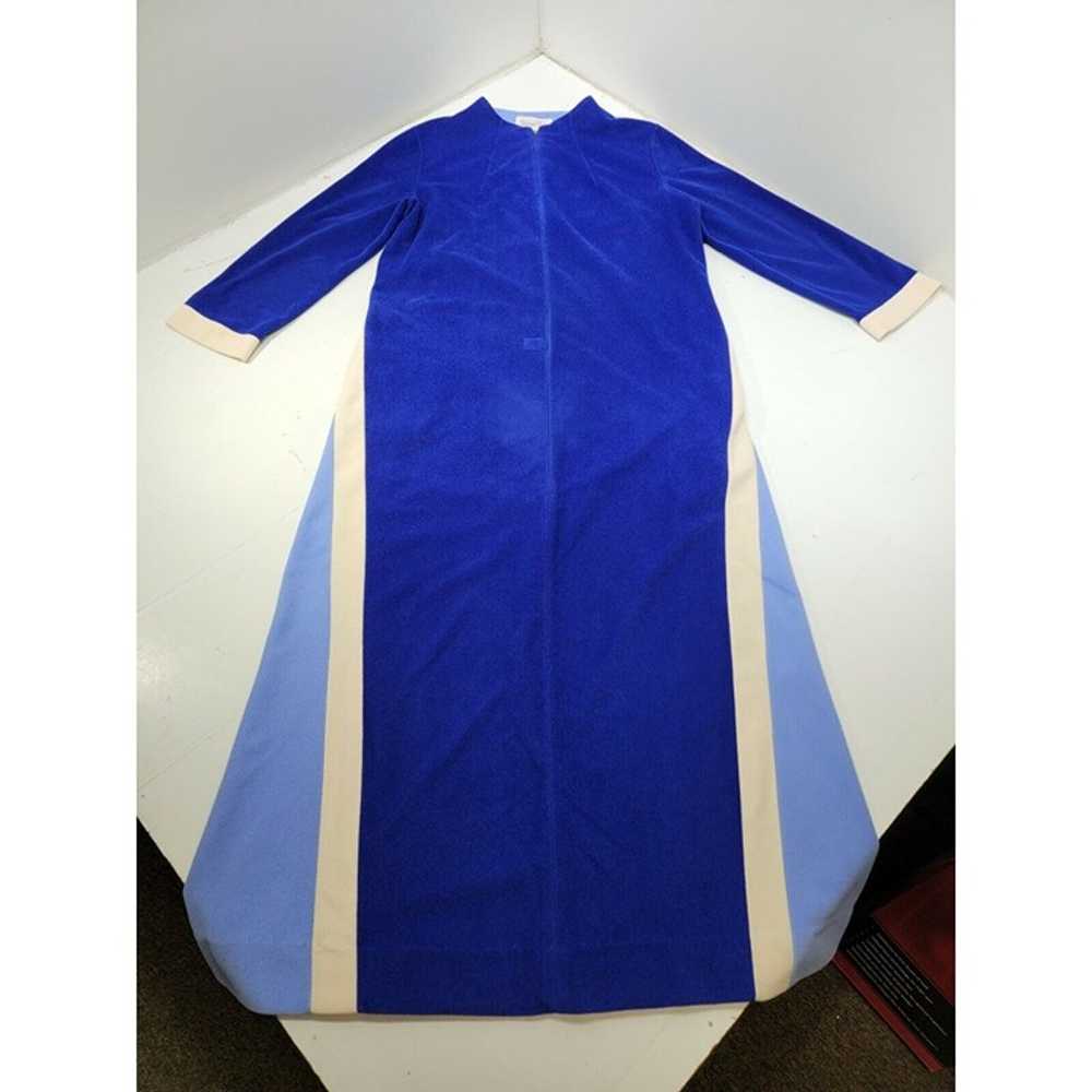 VTG VANITY FAIR BLUE MOD Striped Velour Robe Caft… - image 3